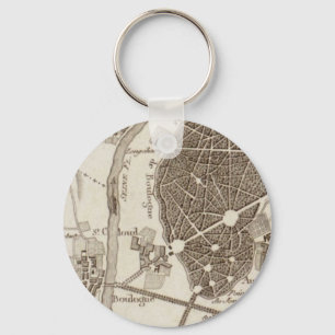 Paris Antique Map Keychain
