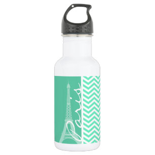 Paris; Aquamarine Chevron 532 Ml Water Bottle