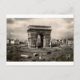 Paris Arc de Triomphe Vintage Street View Postcard