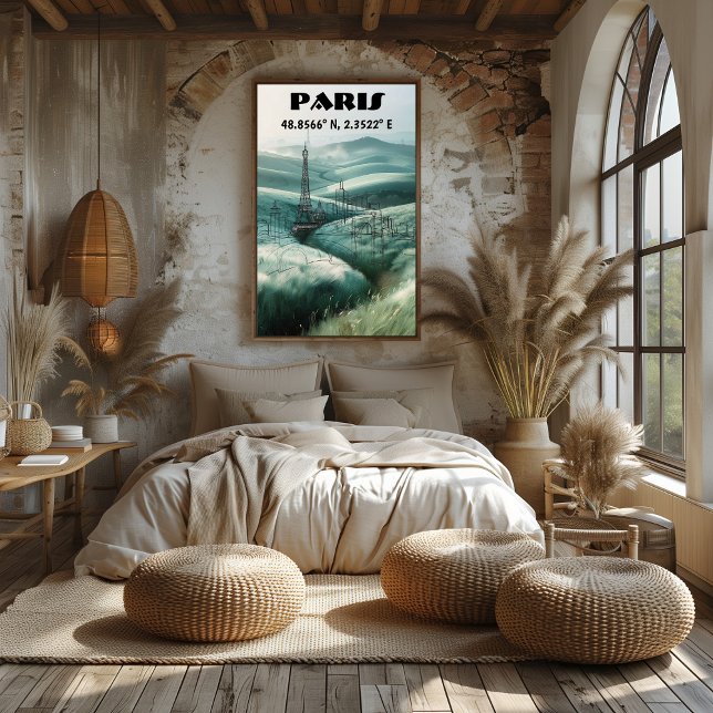 Paris Artistic Skyline with Eiffel Tower and Lands Poster (Creator Uploaded)