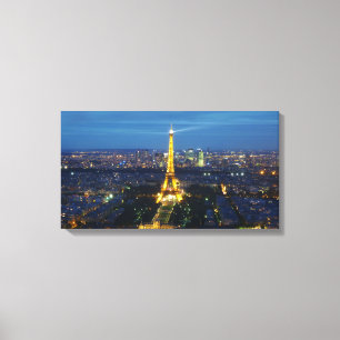 Paris at Night Aerial Panorama Print Canvas