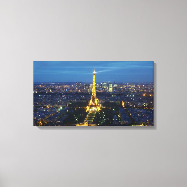 Paris at Night Aerial Panorama Print Canvas (Front)
