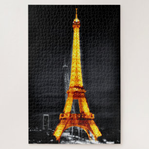 Paris at Night & Eiffel Tower Ghost /surreal art Jigsaw Puzzle