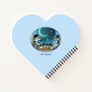 Paris at Night Heart Shaped Notebook - Happy