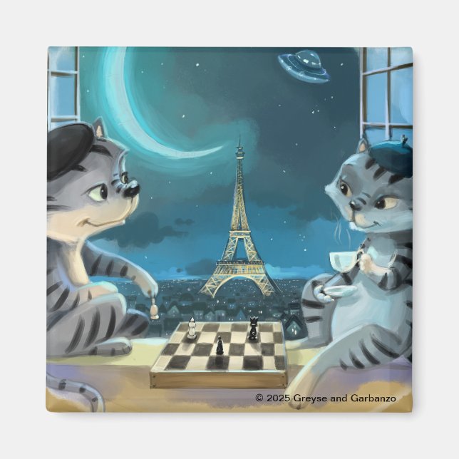Paris at Night Square Magnet 2 inch  (Front)