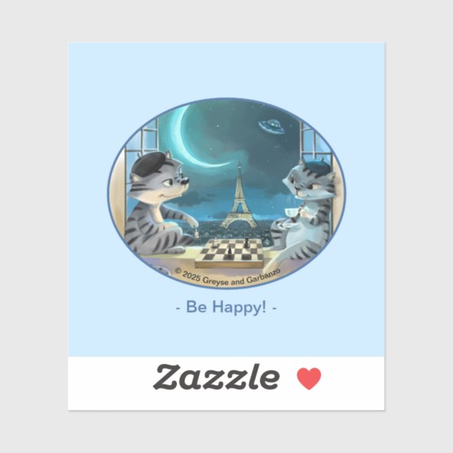 Paris at Night Vinyl Sticker - Happy (Various) (Sheet)