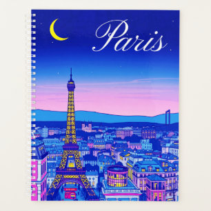 Paris at Twilight Under a Crescent Moon Planner