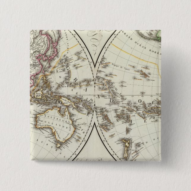 Paris Atlas Map 2 Inch Square Button (Front)