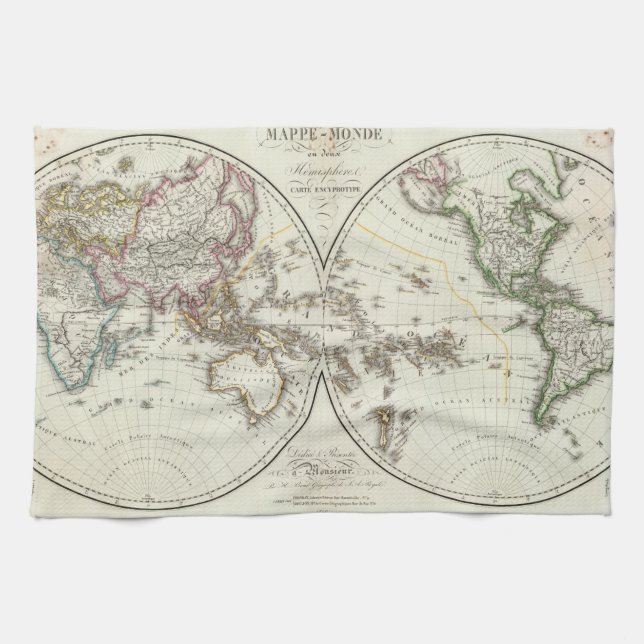 Paris Atlas Map Kitchen Towel (Horizontal)