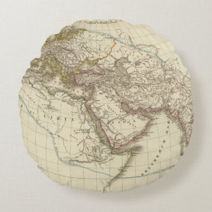 Paris atlas map round pillow