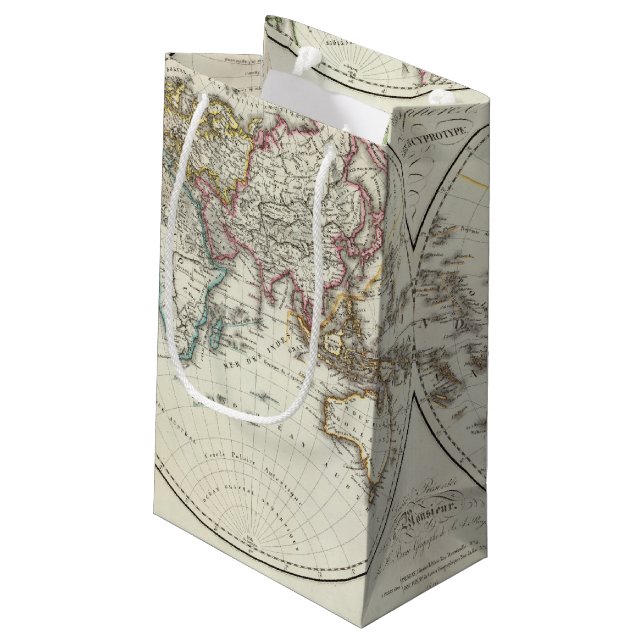 Paris Atlas Map Small Gift Bag (Back Angled)