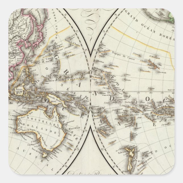 Paris Atlas Map Square Sticker (Front)