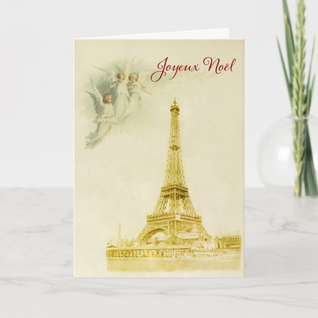 Paris avec carte de Noël aux anges (Devant)