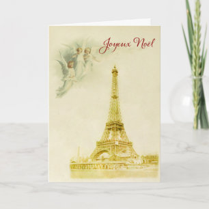 Paris avec carte de Noël aux anges