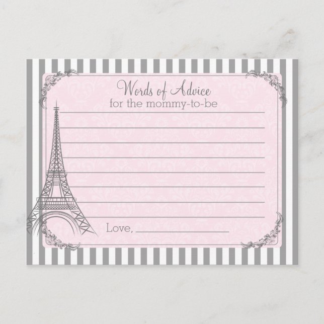 Paris Baby shower Carte conseil pour la maman à êt (Devant)