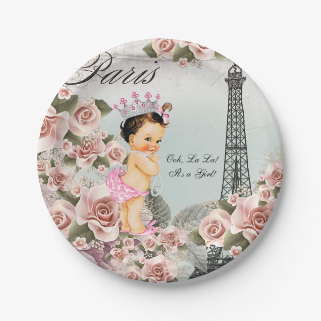 Paris Baby Shower Paper Plate (Front)