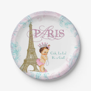 Paris Baby Shower Paper Plate