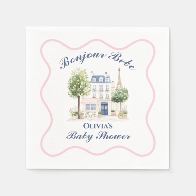 Paris Baby Shower Parisian Cafe Tea Party Napkin (Front)