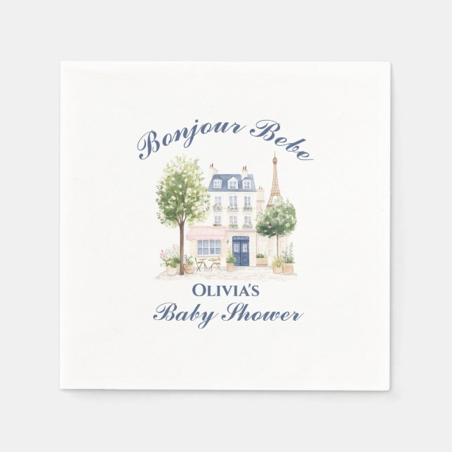Paris Baby Shower Parisian Cafe Tea Party Napkin (Front)