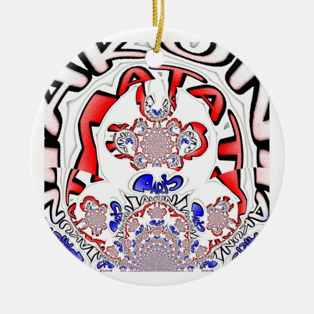 Paris beautiful amazing text quote design ceramic ornament (Front)