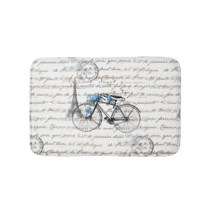 Paris Bicycle Forgetmenot Bath Rug