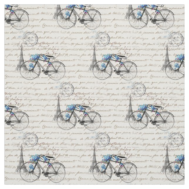 Paris Bicycle Forgetmenot Fabric (Swatch)