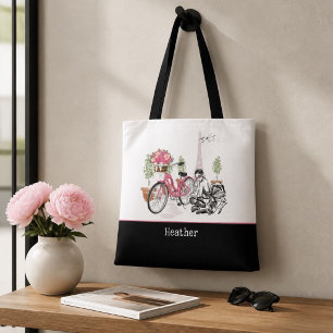 Paris Bike Ride Personalized Tote Bag