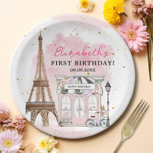 Paris Birthday Parisian Cafe Tea Party Birthday Paper Plate