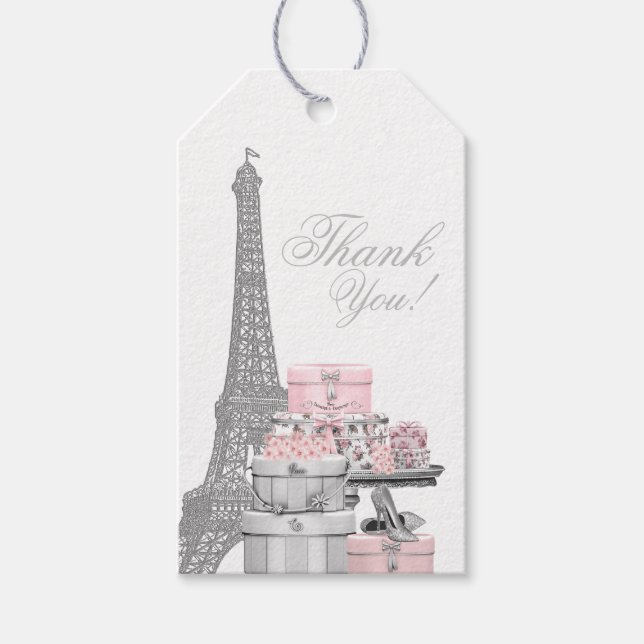 Paris Birthday Party Favour Gift Tags (Front)