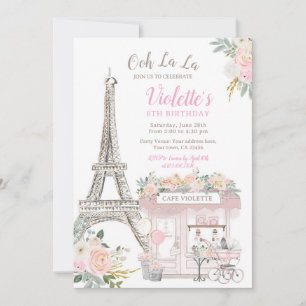 Paris Birthday Party Themed Invitation
