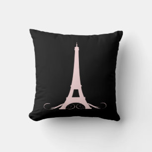 Paris Black and Pink Eiffel Tower Throw Pillow