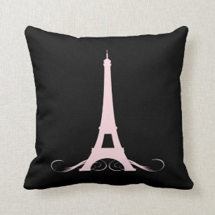 Paris Black and Pink Eiffel Tower Throw Pillow