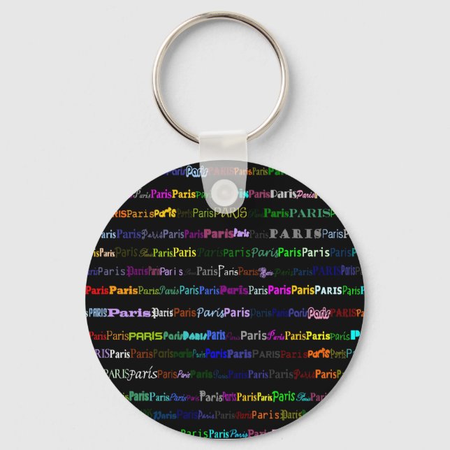 Paris Black Background Keychain (Front)