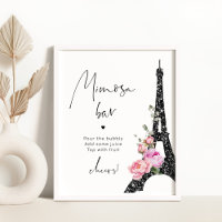 Paris black pink Eiffel tower bridal mimosa bar