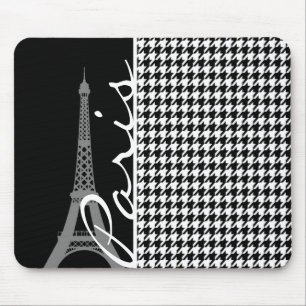 Paris; Black & White Houndstooth Mouse Pad