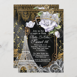 Paris Bling and Diamonds Birthday Party Invitation