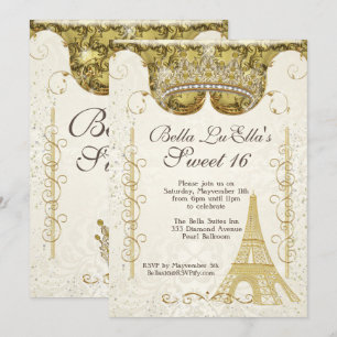 Paris Bling Birthday Party Invitations
