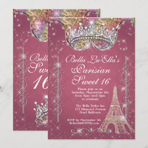Paris Bling Birthday Party Invitations