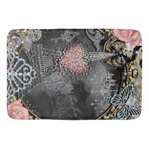 Paris Bling Glamour Sparkle France Girly Trendy Bath Mat