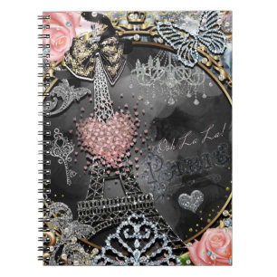 Paris Bling Glamour Sparkle France Girly Trendy Notebook