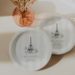 Paris Bloom   Floral Eiffel Tower Bridal Shower Paper Plate