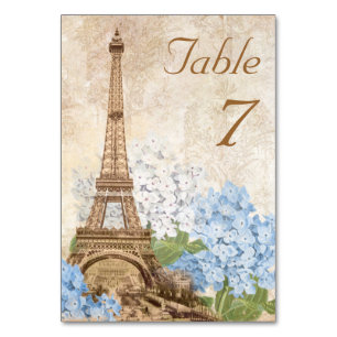Paris Blue Hydrangea Vintage Romantic Table Card