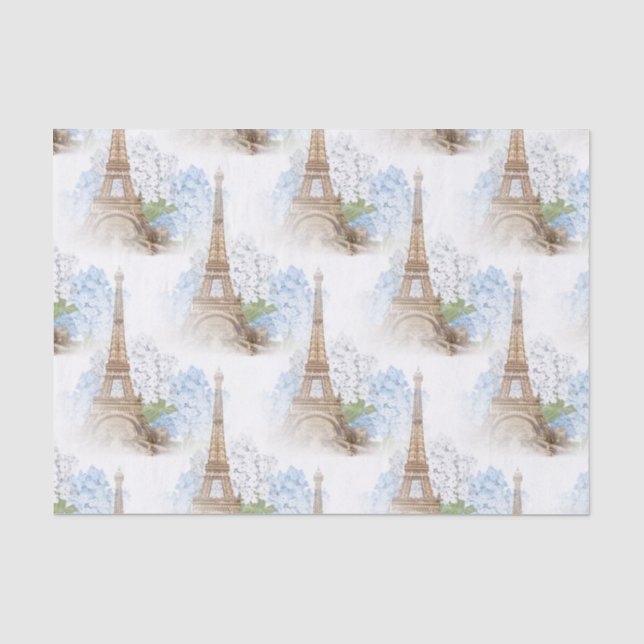 Paris Blue Hydrangea White Tissue Paper (Front)