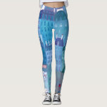 Paris Blue Leggings<br><div class="desc">Modern contemporary painting of Paris, France in spring in shades of blue and purple. Original art by Nic Squirrell.</div>