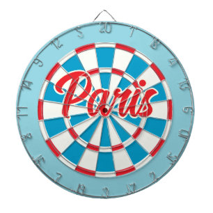 PARIS Blue White and Red editable text Retro Dartboard
