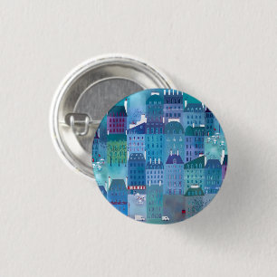 Paris Blues 1 Inch Round Button