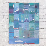 Paris Blues Wooden Box Sign<br><div class="desc">Modern cityscape painting of Paris in the spring.  For those who love France and French architecture.
Original art by Nic Squirrell</div>