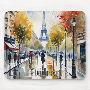 Paris Blvd Eiffel Tower Personalized Mouse Pad