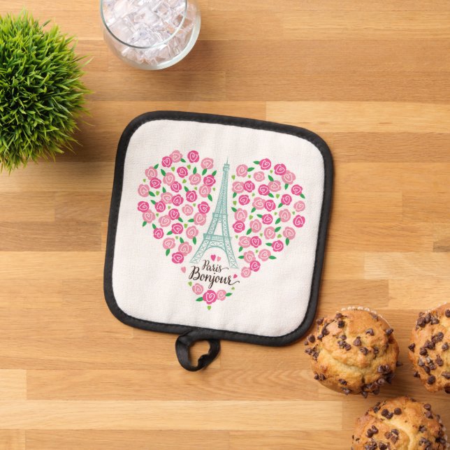 Paris Bonjour | Floral Heart Pot Holder (Top Down)