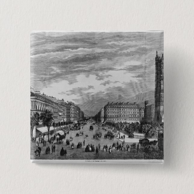 Paris, Boulevard de Sebastopol 2 Inch Square Button (Front)